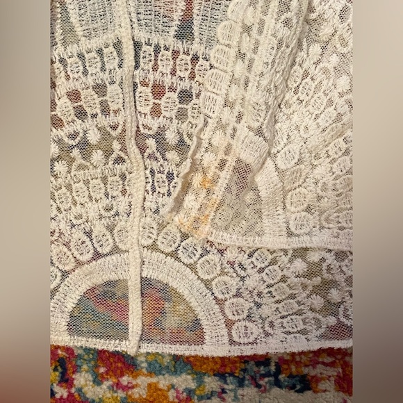 Lace Kimono Cover Up Duster - Ivory/off white/sheer - Picture 3 of 7